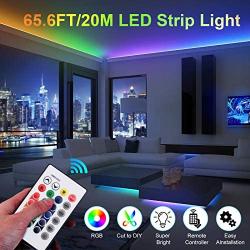 65.6ft LED Strip Lights Ultra-Long LED Lights Strip Music Sync App Control with Remote, 600LEDs RGB LED Lights for Bedroom, DIY Color Options LED Tape Lights for Bedroom Ceiling Under The Cabinet