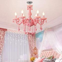 Crystal Chandelier Macaron Pendant Light Creative Ceiling-Lamp Bedroom Candle Chandeliers Pink 5 Lights