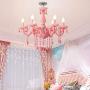 Crystal Chandelier Macaron Pendant Light Creative Ceiling-Lamp Bedroom Candle Chandeliers Pink 5 Lights