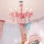 Crystal Chandelier Macaron Pendant Light Creative Ceiling-Lamp Bedroom Candle Chandeliers Pink 5 Lights