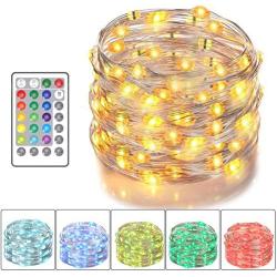 Asmader LED Fairy Lights, Battery Powered Multi Color Changing String Lights with Remote Control Waterproof Decorative Silver Wire Lights 16ft 50LEDs for Bedroom,Patio,Indoor,Party,Garden,16 Colors