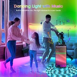 Gusodor Led Strip Lights 65.6 Feet Music Sync Color Changing Smart Led Lights Strip Flexible RGB Tape Lights with App Controller 44 Keys Remote Led Lights for Bedroom Home TV Kitchen Bar Decoration