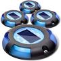 Siedinlar Solar Deck Lights Outdoor 2 Modes LED Driveway Markers for Dock Step Stair Walkway Pathway Garden Ground Yard Road Black 4 Pack (Blue/Red)