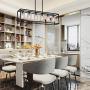 Sivilynus Black Chandelier Dining Room Lighting Fixtures Hanging Black 6 Light Farmhouse Kitchen Island Cage with Glass Shade Adjustable Rods Industrial Rustic Ceiling Pendant Lighting