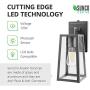 Sunco Lighting Cage Wall Sconce, Matte Black, Clear Glass Shade, Dusk-to-Dawn Photocell Sensor, Outdoor Lantern, Warm White Filament Bulb Included (E26 Base), Waterproof, Suitable for Porch