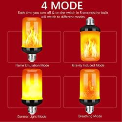 Y- STOP LED Flame Effect Fire Light Bulb, Upgraded 4 Modes Flickering Fire Christmas Decorations Lights, E26 Base Flame Bulb with Upside Down Effect (Black, 4 Pack)