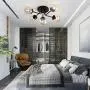 5-Light Semi Flush Mount Ceiling Light Fixture,Modern Glass Pendant Lighting,Black Chandelier for Kitchen Hallway Entryway Island Bedroom Living Room