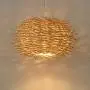Rattan Pendant Light, Bamboo Shades Creative Bird Nest Wooden Hanging Ceiling Lamp Pendant Light Cover, Chandelier Light for Kitchen Island, Dining Room,Bar, Coffee Shop, Hallway (with no Bulb) (40CM)