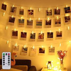 Magnoloran 20 Led Photo Clip Remote String Lights Battery Operated Fairy String Lights with 8 Modes Choice, 7.2 Feet, Warm White