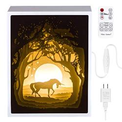 Papercut Light boxes, 3D Shadow Box Led light night lamp, Decorative Mood Light for Kids and Adults, Baby Nursery Kids Bedroom Living Room Night Light(Unicorn)