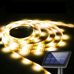 Solar LED Strip Lights Outdoor, 5m/16.4 feet 150 LED Solar String Lights,2 Modes, Auto ON/Off Light Strips for Garden Patio Pool Christmas Tree Bushes Wall Decoration,Waterproof (Warm White)