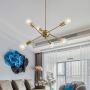 Modern Sputnik Chandelier Lighting Fixture 6 Lights Brushed Brass Chandeliers Mid Century Pendant Light Gold Ceiling Light Fixture for Hallway Bar Kitchen Dining Room (Brushed Brass)