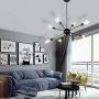 T&A 8 Lights Modern Metal Sputnik Chandelier,Mid Century Ceiling Light Fixture Industrial Style Pendant Lighting for Kitchen Living Room Dining Room(Matte Black)