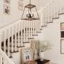 KSANA Farmhouse Chandelier, Vintage Foyer Faux Wood Lantern Light Fixtures Hanging, 4-Light Pendant Lighting for Kitchen Island, Dining Room, Hallway and Entryway