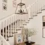 KSANA Farmhouse Chandelier, Vintage Foyer Faux Wood Lantern Light Fixtures Hanging, 4-Light Pendant Lighting for Kitchen Island, Dining Room, Hallway and Entryway