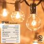 G40 String Lights Outdoor 2 Pack of 25 Feet Globe Patio Lights with 26 Edison Glass Bulbs(1 Spare), Connectable Waterproof Hanging Lights for Backyard Porch Balcony Party Decor, E12 Socket Base, Black