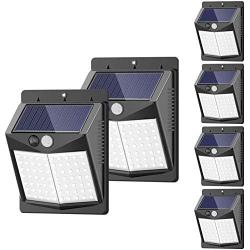 Solar Lights Outdoor, [6 Pack/3 Modes/50LED] SEZAC Motion Sensor Security Lights Solar Security Lights IP 65 Wireless Waterproof Outdoor Lights for Garden Patio Yard Deck Garage Fence Pool