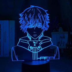 3D Night Light 3D Led Night Light Tokyo Ghoul Ken Kaneki Face Nightlight for Reading Room Decor Light Anime Gift for Birthday Table Lamp USB for Kids Bedroom Home Decor HYKK