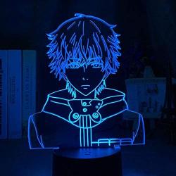 KATA-3D Night Light Led Night Light Tokyo Ghoul Ken Kaneki Face Nightlight for Reading Room Decor Light Anime Gift for Birthday Table Lamp USB-Remote