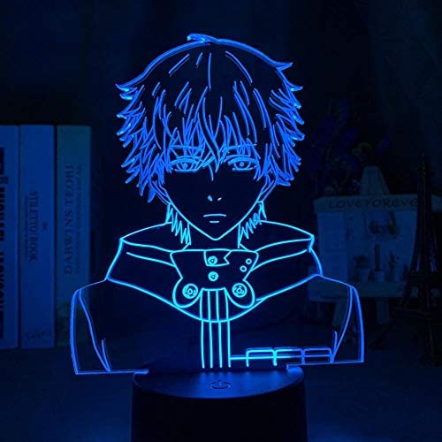 KATA-3D Night Light Led Night Light Tokyo Ghoul Ken Kaneki Face Nightlight for Reading Room Decor Light Anime Gift for Birthday Table Lamp USB-Remote