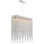 7PM Modern Crystal Chandelier Rectangle Beaded Lampshade Pendant Lighting Chrome Frame Light Fixture for Dining Room Bar