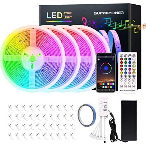 Bluetooth LED Strip Lights, Music Sync 65.6FT 5050 LED Strip Lights RGB Color Changing Lights Waterproof Flexible Tape with 44 Key Remote for Bedroom, Kitchen, TV, Party, Christmas (4x16.4FT)