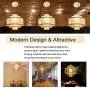 Bamboo Lantern Pendant Lamp, Retro Japanese Style E28 Chandelier Hanging Light Ceiling Lighting Fixture for Living Room Bedroom Restaurant Cafe Teahouse Bar Dining Room Club