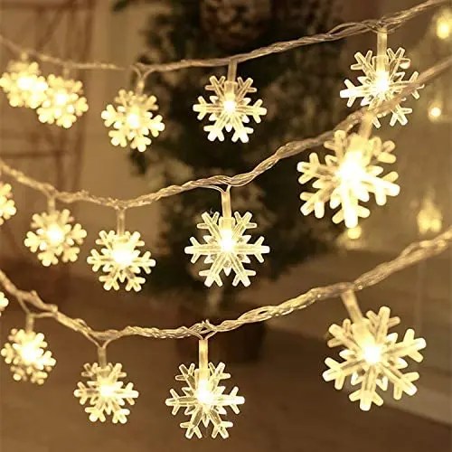 Christmas Lights, 20 Ft 40 Led Snowflake String Lights Battery Operated Waterproof Fairy Lights for Bedroom Patio Room Garden Party Home Xmas Decor Indoor Outdoor Christmas Tree Decorations Warm White Christmas Lights, 20 Ft 40 Led Snowflake String Lights Battery Operated Waterproof Fairy Lights for Bedroom Patio Room Garden Party Home Xmas Decor Indoor Outdoor Christmas Tree Decorations Warm White