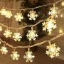 Christmas Lights, 20 Ft 40 Led Snowflake String Lights Battery Operated Waterproof Fairy Lights for Bedroom Patio Room Garden Party Home Xmas Decor Indoor Outdoor Christmas Tree Decorations Warm White