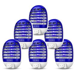 GLOUE Zapper Electric, Bug Zapper Electronic Insect Killer Flies Pests Trap Indoor, Mosquito Killer with Blue Light for Backyard, Patio, Bedroom, Kitchen, Office (6 Packs)