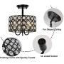 HMVPL 3-Light Crystal Ceiling Lamp, Modern Semi Flush Mount Pendant Lighting Fixtures for Kitchen Island Dining Room Foyer Hallway Entryway Farmhouse Closet