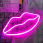 Lip Shape Neon Signs for Wall Decor,USB or Battery Decor LED Signs, LED Lights for Bedroom, Neon Lights for Bar,Christmas,Party,Baby,Kids, Girls Living Room(Pink)