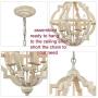 CLAXY Weathered 6 Light Stardust Farmhouse Chandeliers Distressed Wooden Chandelier-Assembled