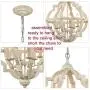 CLAXY Weathered 6 Light Stardust Farmhouse Chandeliers Distressed Wooden Chandelier-Assembled