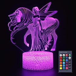 Unicorn Night Light for Girls, XXMANX 3D Nightlight Bedside Lamp 16 Colors Changing Touch & Remote Control Unicorn Toys Christmas Gifts for Boys Kids Women (Type 4)