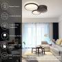 HUOKU Modern LED Ceiling Light, 3 Lights Dimmable Flush Mount Light,23W Circle Rings Ceiling Lamp with Remote Control for Living Room, Bedroom, Dining Room,3000K-6000K(Black)