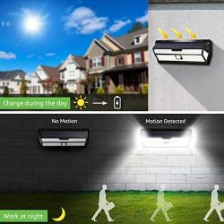 LE Solar Lights Outdoor, Motion Sensor Lights, 132 LED 270° Wide Angle, Waterproof Wireless Security Lights for Front Door, Garage, Yard and More (Pack of 2)