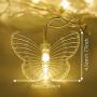 Butterfly Curtain Lights 120 LED 4.5M/14.7FT USB Powered 8 Modes Remote Window Curtain Lights with 24 Butterflies Waterproof Twinkle Lights for Bedroom Christmas Holiday Party Decoration - Warm White