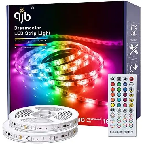 QJB LED Strip Lights - RGBIC, Dreamcolor Sync Music Color Changing for Bedroom(32.8FT)