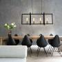 Heircido 4 Lights Modern Ceiling Light Fixture, Rectangle Ceiling Light Pendant Hanging Lights Industrial Chandelier Farmhouse Pendant Lighting for Kitchen Island, Matte Black