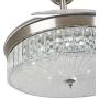 Crystal Ceiling Fan Lights LED Dimmable Chandelier Retractable Fan with Remote Mute Ceiling Fans for Dining Room/Bedroom 42 inch (Silver)