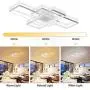 Jaycomey Ceiling Light Dimmable LED Chandelier with Remote Control,Modern 50W 3-Layer Square Ceiling Lamp Acrylic Flush Mount Ceiling Lights Fixtures for Bedroom Dining Living Room Kitchen(White)