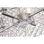 Marya 4-Light Chrome Round Shade Crystal Semi Flush Mount Chandelier Ceiling Fixture, Beaded Drum Shade