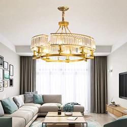 Healer 25 inch Crystal Chandelier Hanging Lighting Fixtures Semi Flush Mount Gold Finish, Modern Luxury Ceiling Lights with 6 E14 Base for Dining / Living Room Bedroom