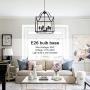 MELUCEE 6 Lights Farmhouse Chandelier Bird Cage 16-Inch Black Finish Light Fixtures Ceiling Hanging Industrial Pendant Lighting for Kitchen Island Foyer Entryway Porch