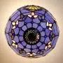 Tiffany Ceiling Fixture W12H11 Inch Semi Flush Mount Light Blue Purple Lavender Stained Glass Baroque Shade WERFACTORY Lamps Kid Living Room Bedroom (S003C Series)