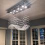 Moooni Modern Rectangular Crystal Chandelier Lighting Wave Raindrop Pendent Flush Mount Ceiling Light Fixture for Dining Room L31.5'' x W11.8'' x H27.6''