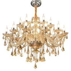 Lymxxl Contemporary K9 Crystal Chandelier 15 Lights Cognac Color Candle Pendant Light Adjustable Chain Fixtures Hanging for Bedroom Living Room Foyer (15 Light)