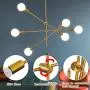 Sputnik Chandelier 6-Light Pendant Lighting Fixture Modern Brass Ceiling Light Fixture Industrial Semi-Flush Mount Ceiling Lamp for Dinning Room Bedroom Kitchen (Gold)