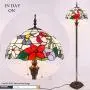 Tiffany Style Floor Standing Lamp W16H64 Inch Tall Stained Glass Hummingbird Design Lampshade 2E26 Antique Reading Light Resin Base S101 WERFACTORY Lamps Bedroom Living Room Bedside Table Lover Gifts